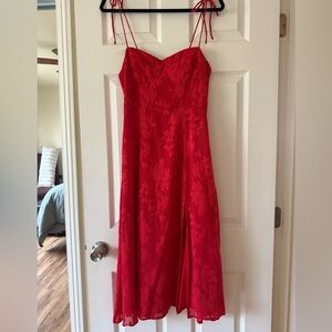 Lulu's Strapless Scarlet Floral Dress